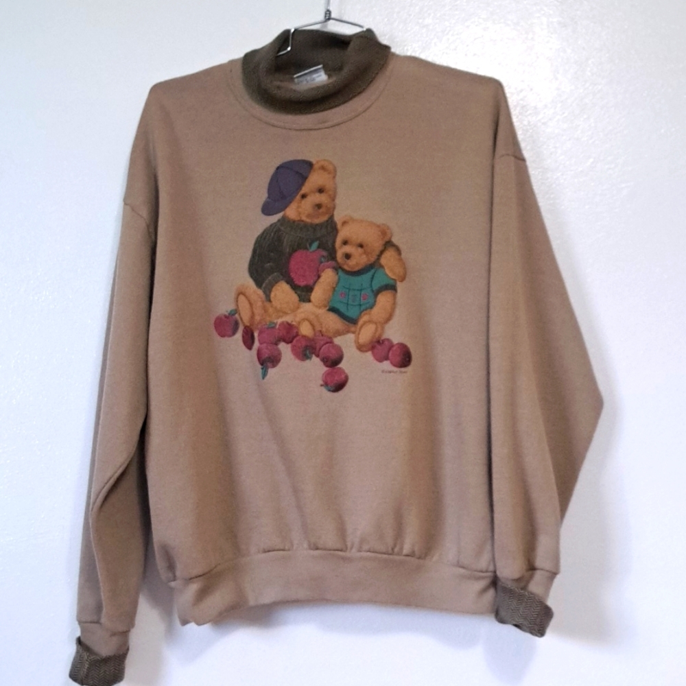 Vintage Gopher Sport Teddy Bear Sweatshirt XL apples bears graphic.